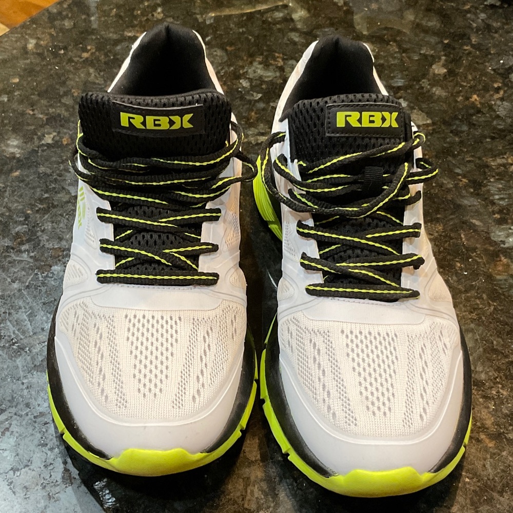 RBX Men's G-Defy White, Black, and Neon green Running Shoes